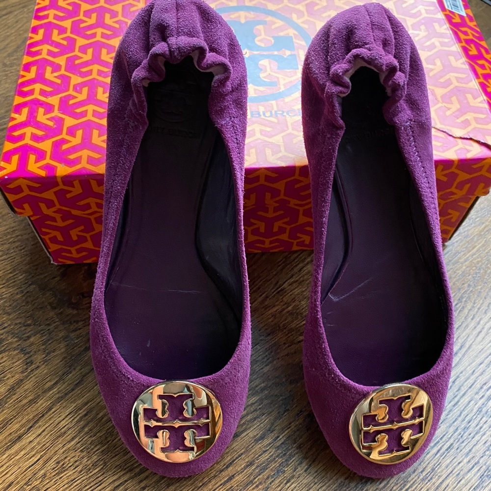 Tory Burch Purple Suede Reva Ballet Flats